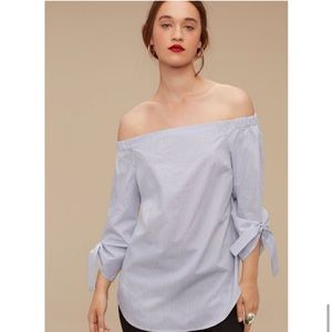 Aritzia - Babaton Malik Off-Shoulder Blue Striped Top